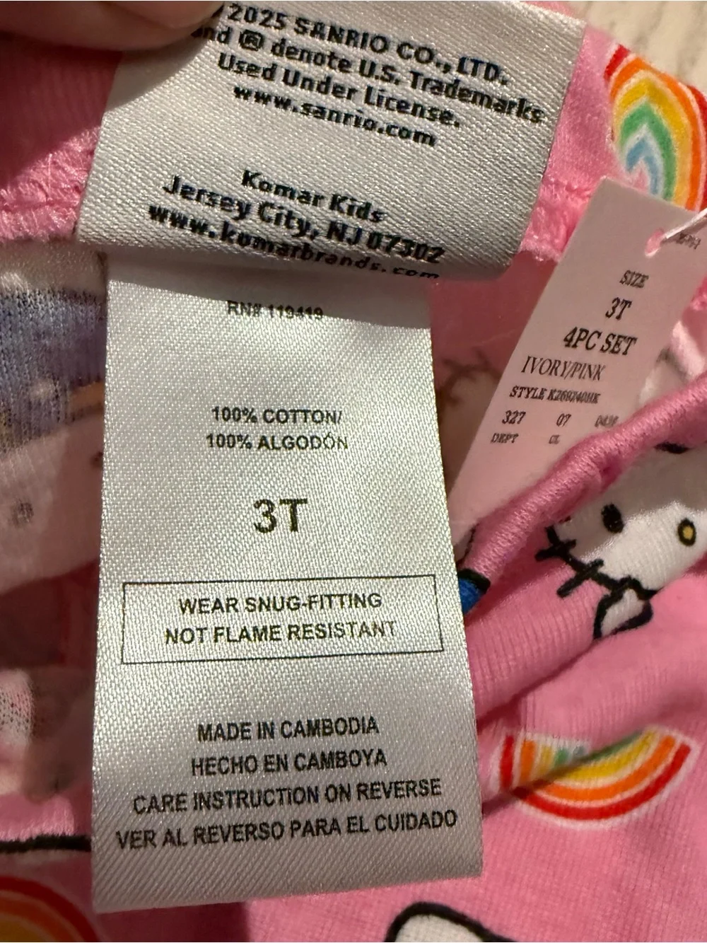 Hello Kitty‎ & Friends Sanrio 4 Piece Pajama Set Girls 3T NWT